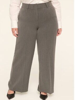 Lane Bryant Perfect Drape High Rise Wide‎ Leg Pant in Dark Heather Grey Plus 28
